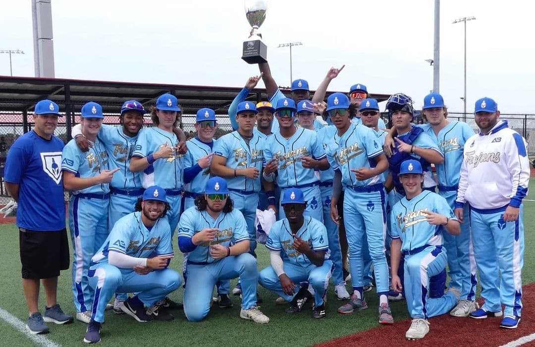 An A3 team celebrates with the championship trophy